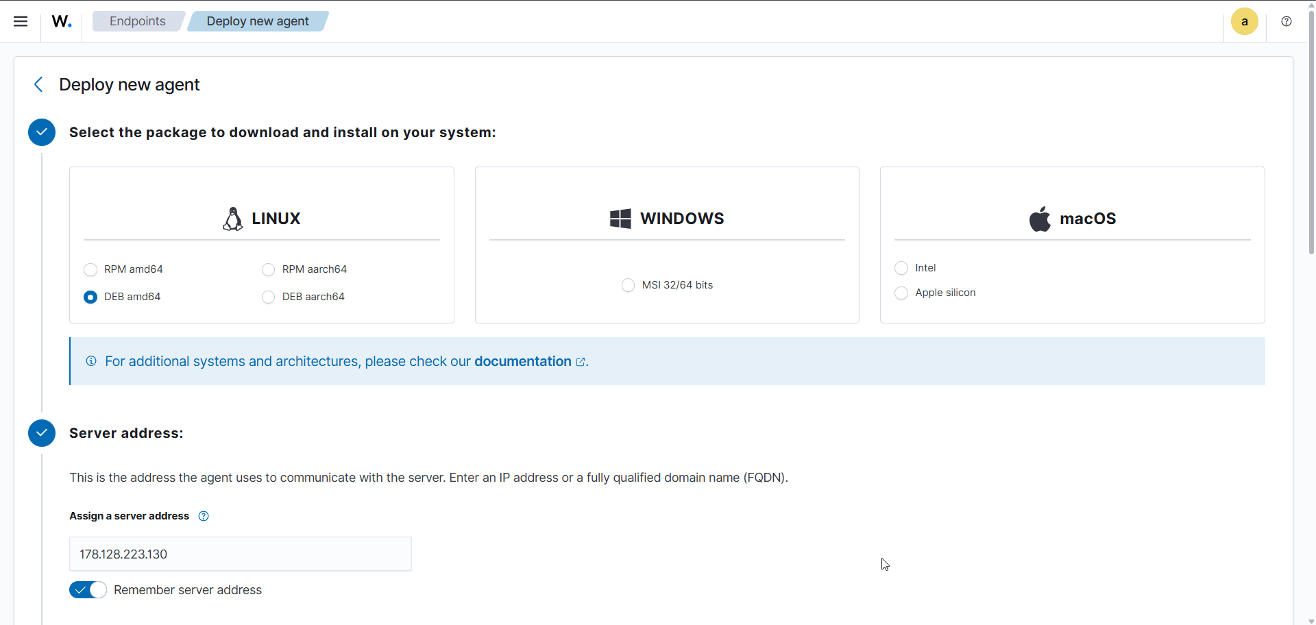 Linux Agent Selection